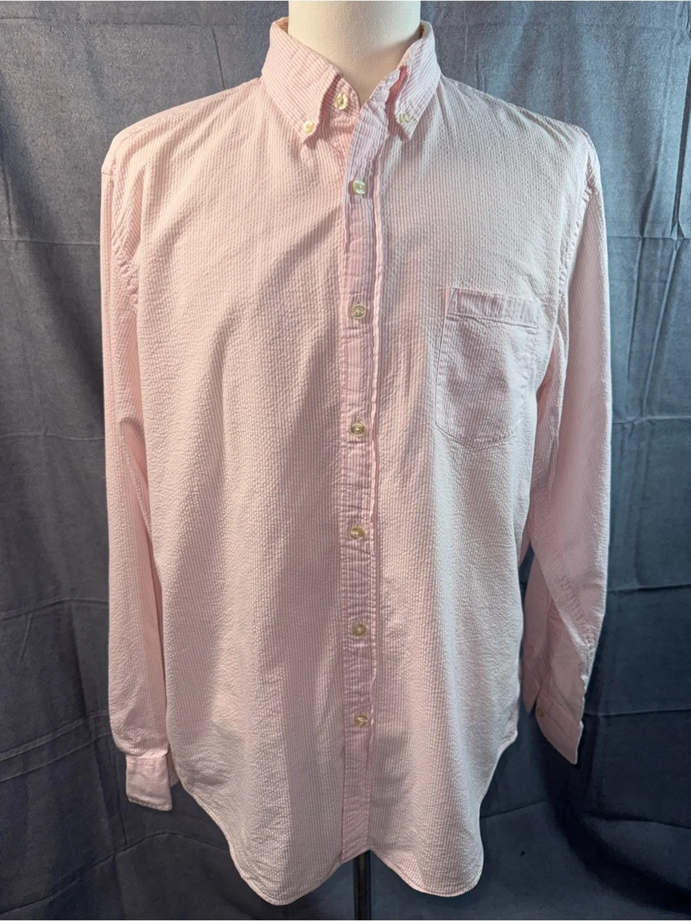 1305-J. Crew Light Pink Seersucker Button-Down Shirt